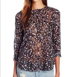 Rebecca Taylor Oleander Floral Silk Sheer Blouse 0